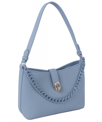 Chain Link Pebbled Shoulder Bag CSD011 BLUE